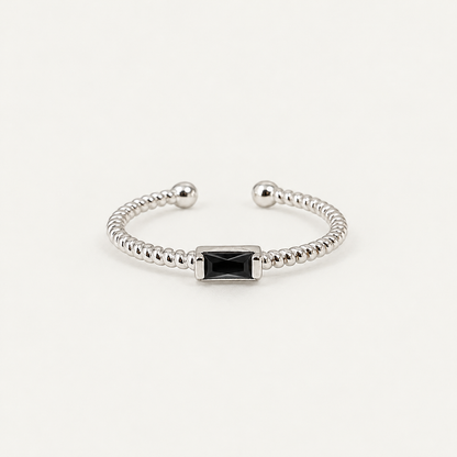 Modern Baguette Cubic Zirconia Sterling Silver Ring - Free Size