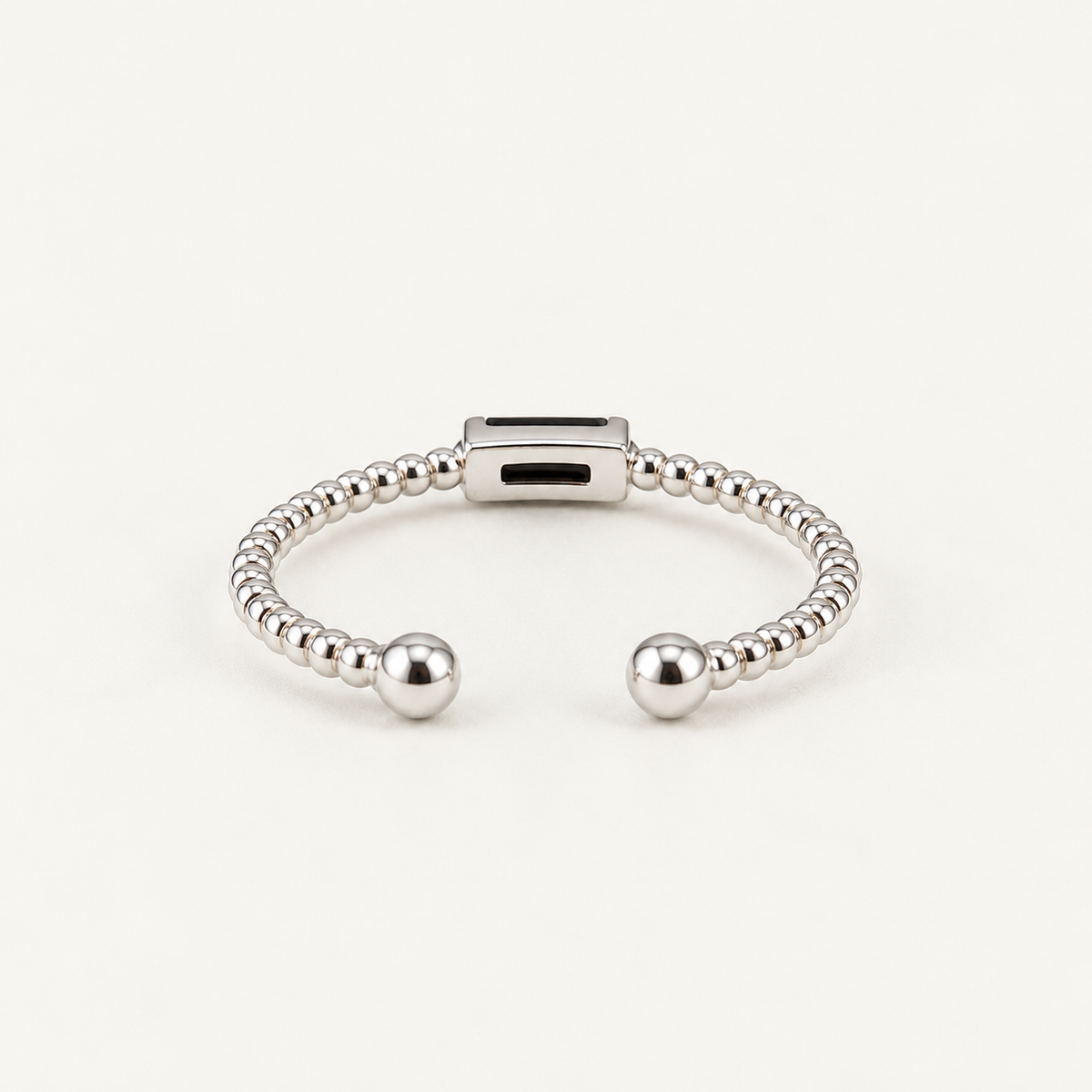 Modern Baguette Cubic Zirconia Sterling Silver Ring - Free Size