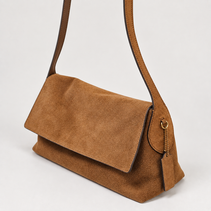MILA Cowhide Suede Flap Shoulder Bag