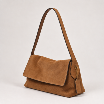 MILA Cowhide Suede Flap Shoulder Bag