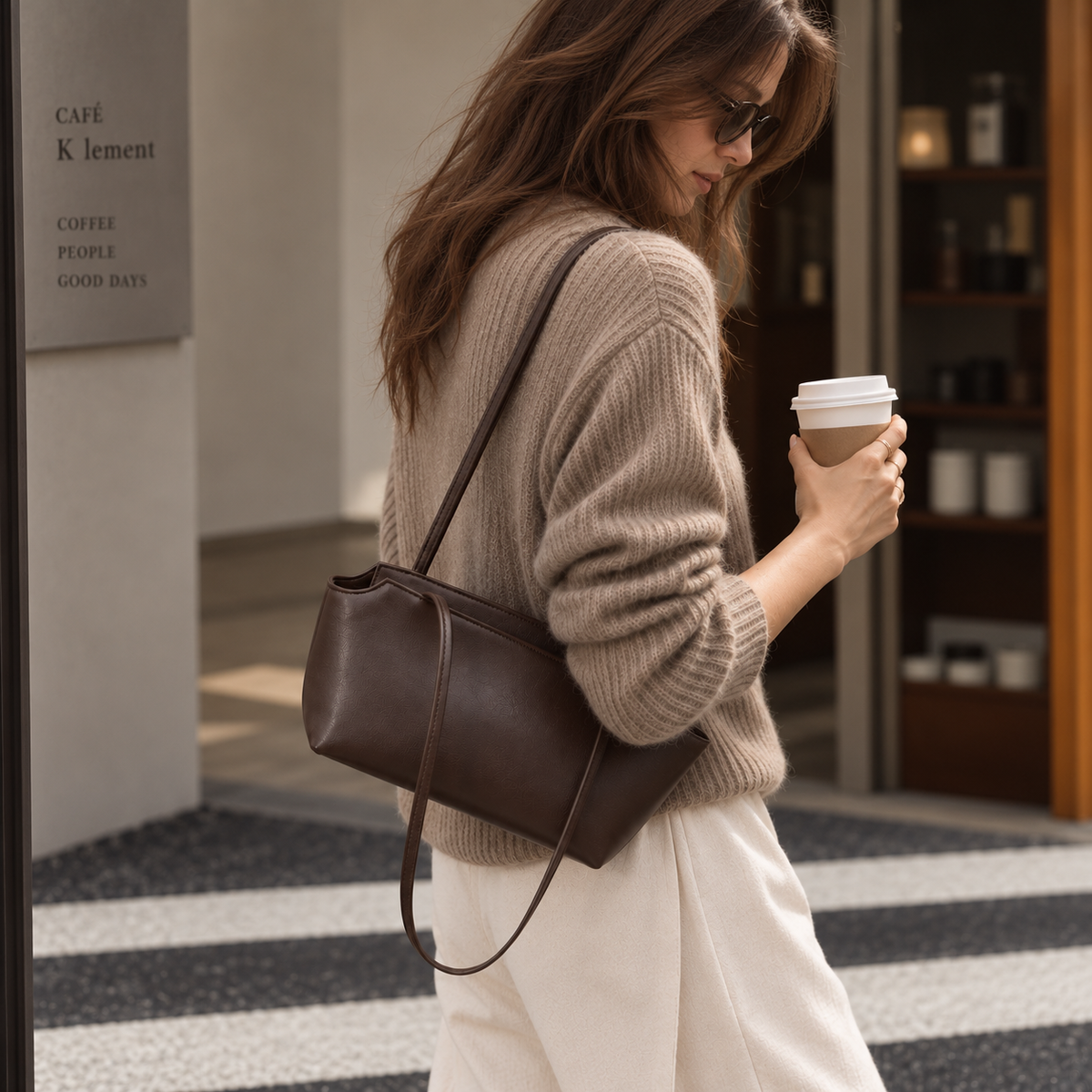 VENA Lambskin East-West Shoulder Bag