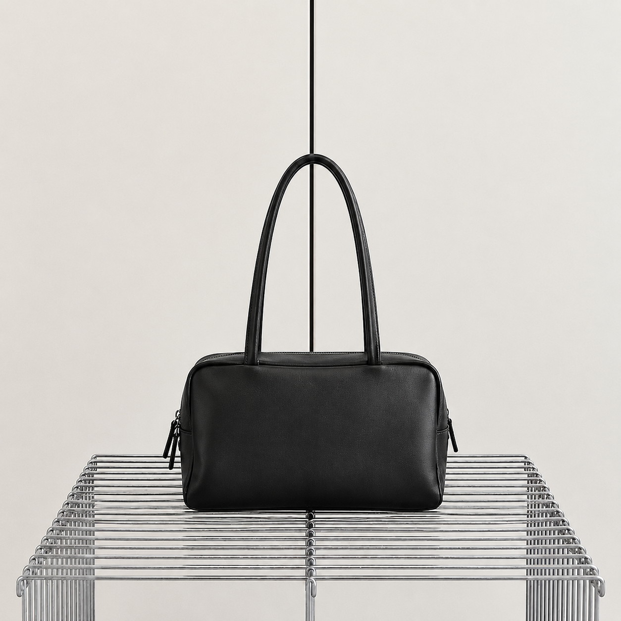 ROEN Double-Zip Lambskin Bowling Shoulder Bag