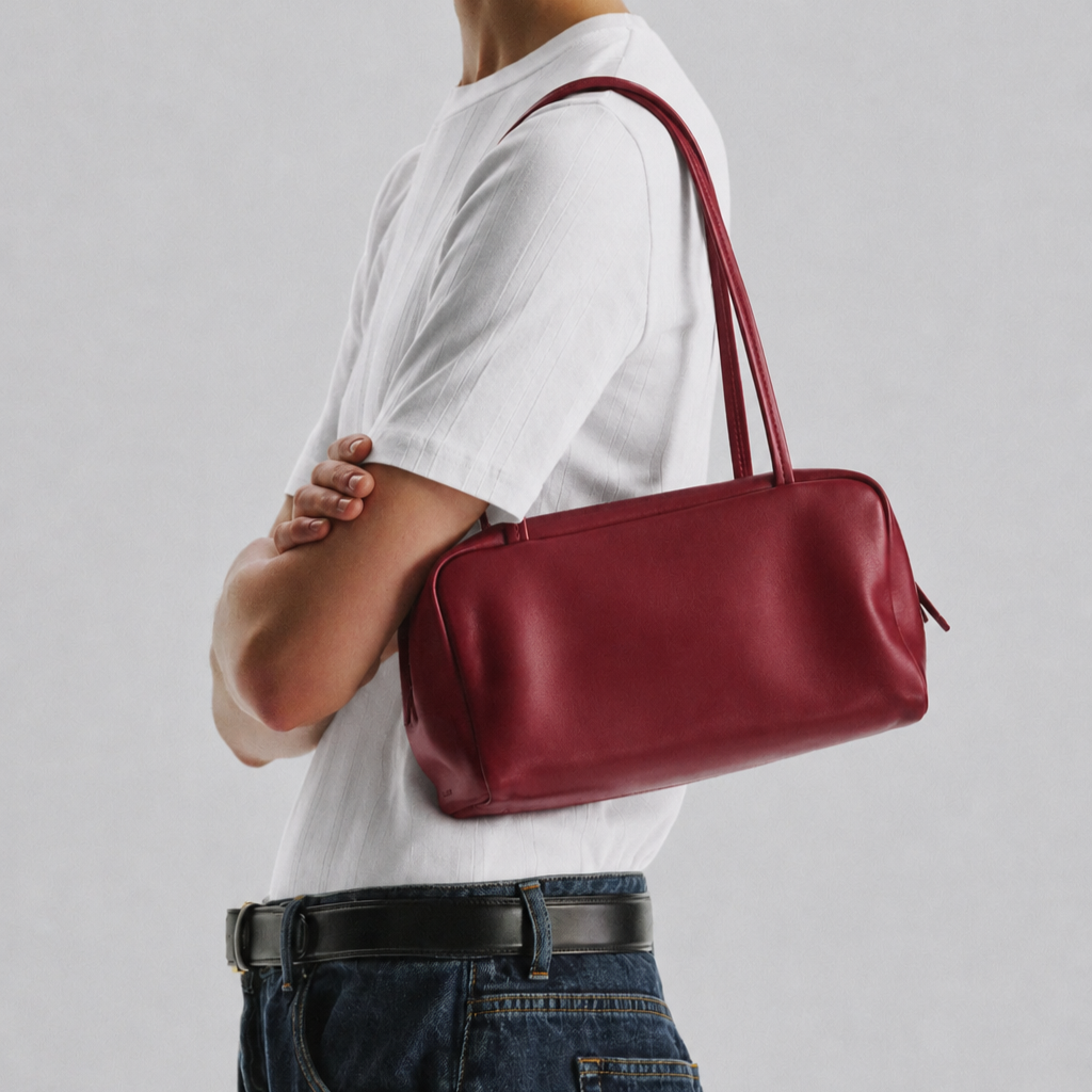 ROEN Double-Zip Lambskin Bowling Shoulder Bag
