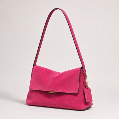 MILA Cowhide Suede Flap Shoulder Bag