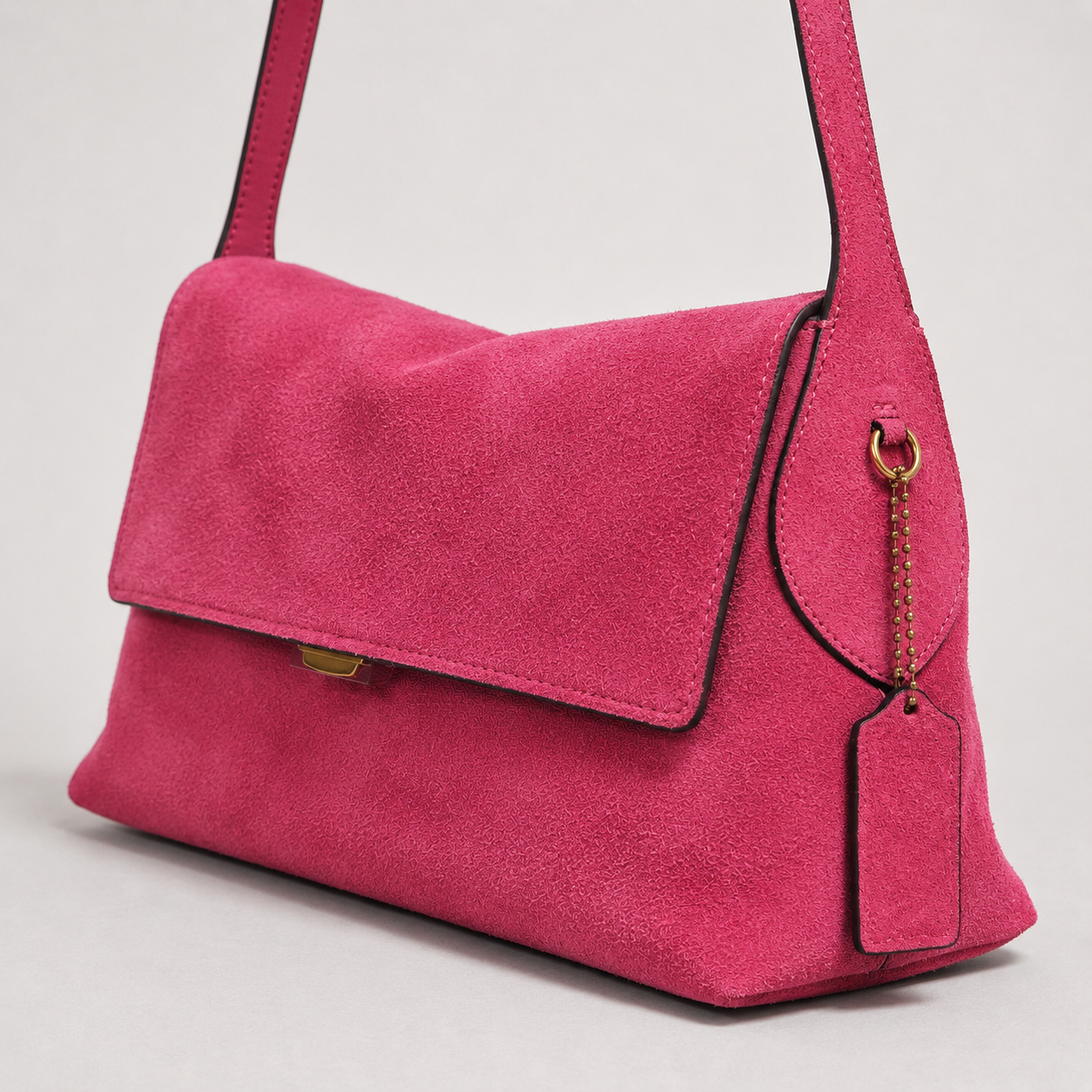MILA Cowhide Suede Flap Shoulder Bag