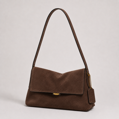 MILA Cowhide Suede Flap Shoulder Bag