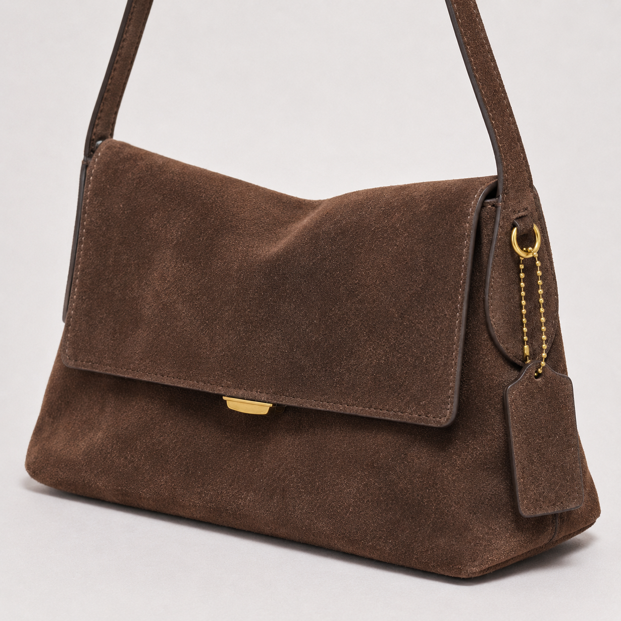 MILA Cowhide Suede Flap Shoulder Bag