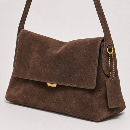 MILA Cowhide Suede Flap Shoulder Bag