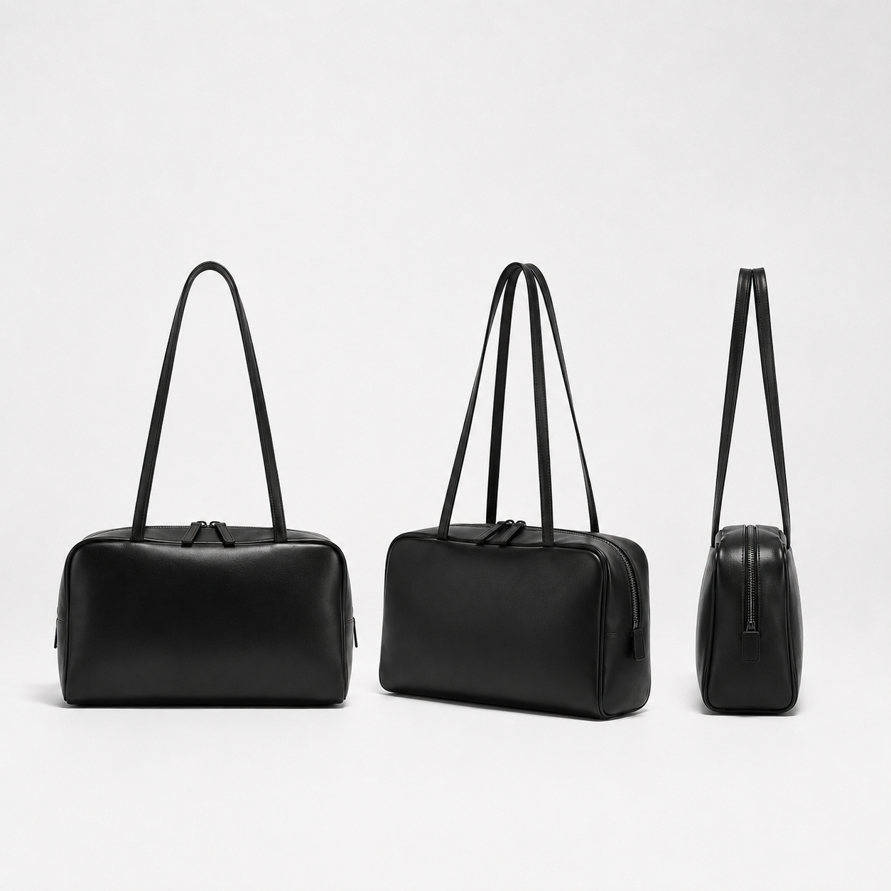 ROEN Double-Zip Lambskin Bowling Shoulder Bag