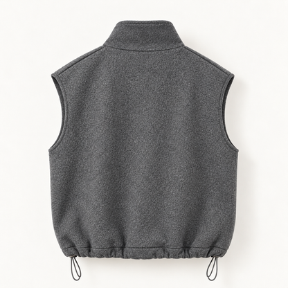 Structured Wool Blend Zip-Up Vest - Women One Size