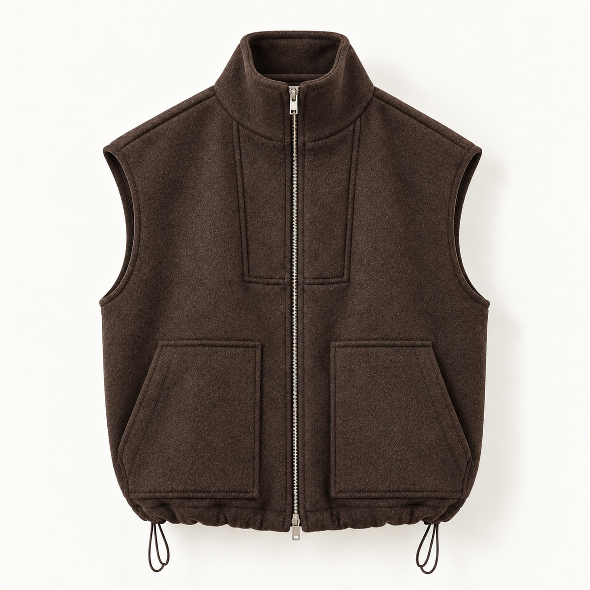 Structured Wool Blend Zip-Up Vest - Women One Size