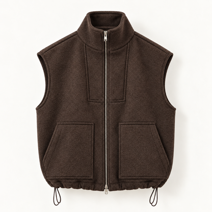 Structured Wool Blend Zip-Up Vest - Women One Size
