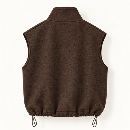 Structured Wool Blend Zip-Up Vest - Women One Size