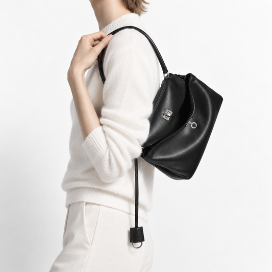 AVEN Drape Lock Leather Handbag - Small