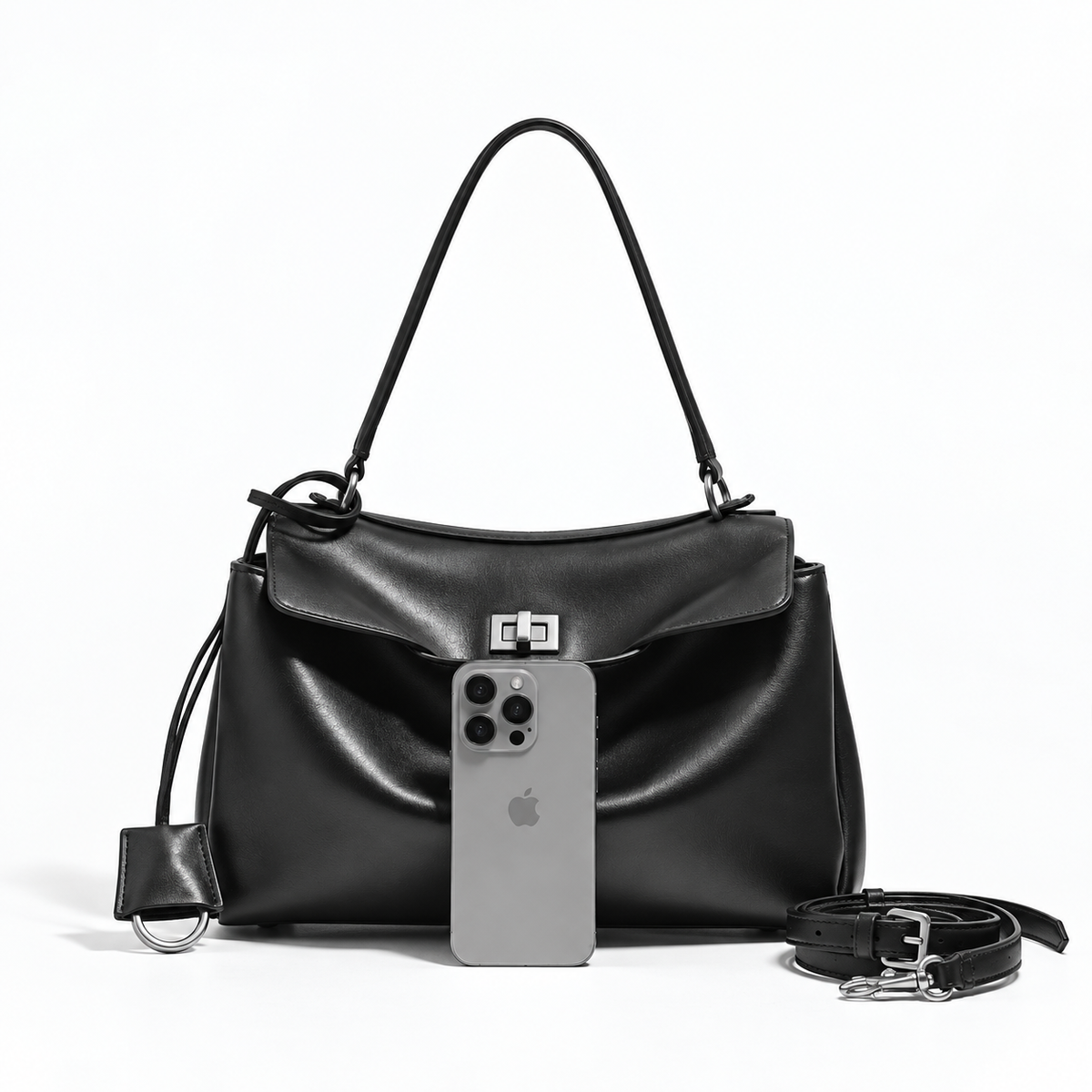 AVEN Drape Lock Leather Handbag - Small