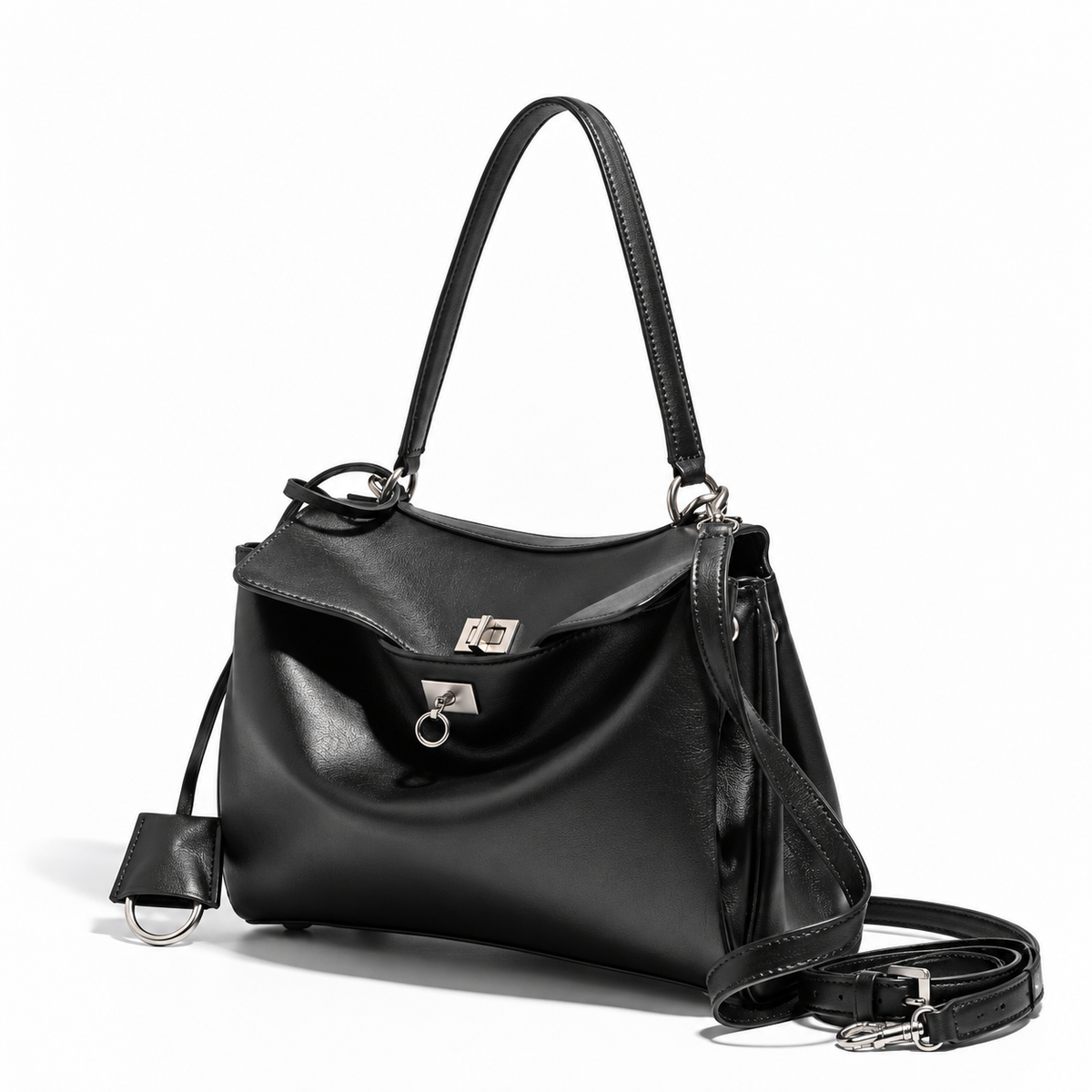 AVEN Drape Lock Leather Handbag - Small