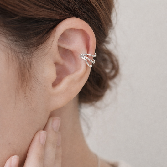 Triple Line Silver Ear Cuff  (Single)