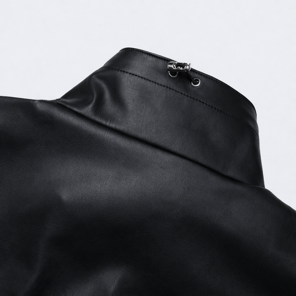 Minimal Style Faux Leather Jacket / Unisex (Oversized Fit for Women)