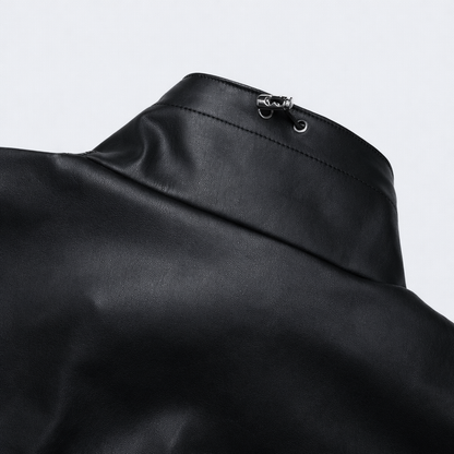 Minimal Style Faux Leather Jacket / Unisex (Oversized Fit for Women)