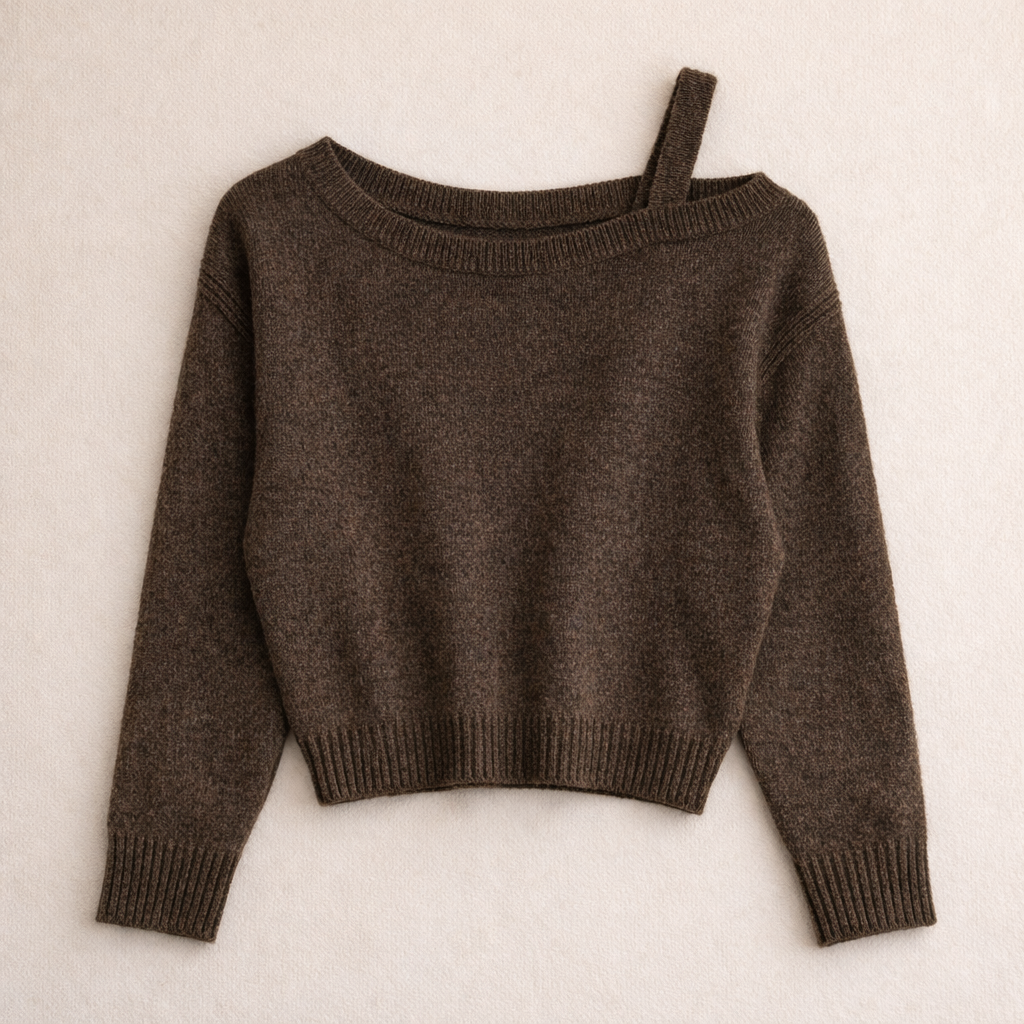 Single-Strap Off-Shoulder Knit Top – Women One Size