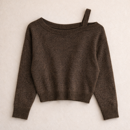 Single-Strap Off-Shoulder Knit Top – Women One Size