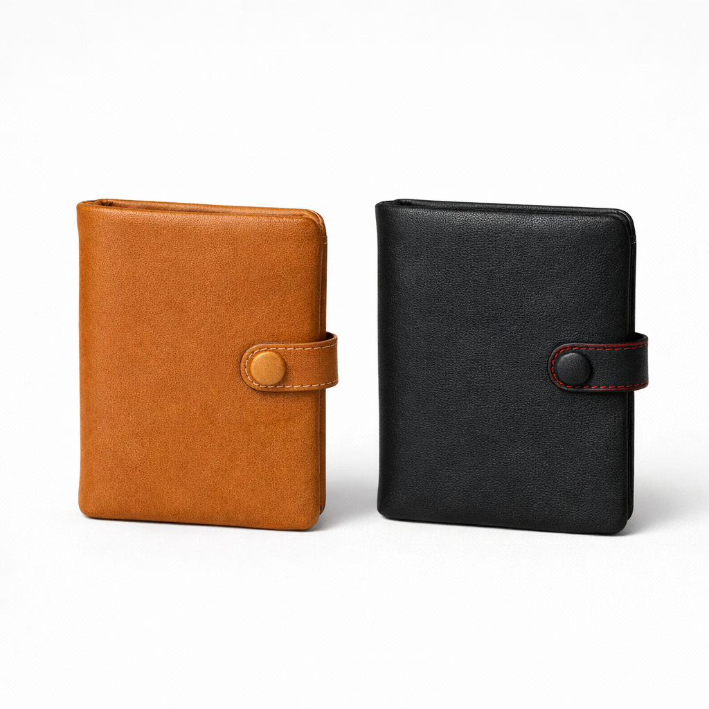 HANDMADE Cowhide Leather Snap Bifold Wallet