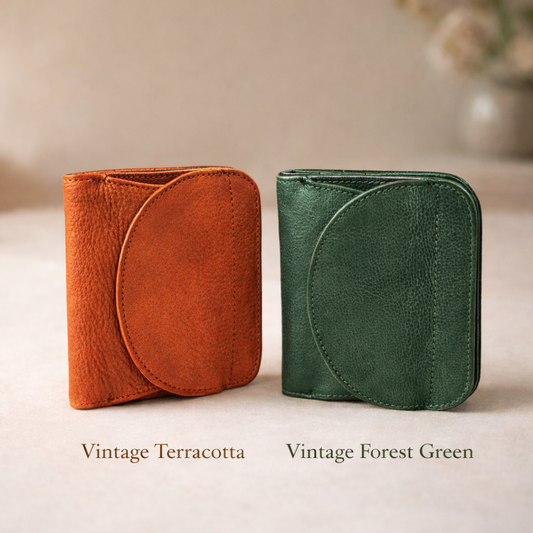 HANDMADE Cowhide Leather Flap Bifold Wallet