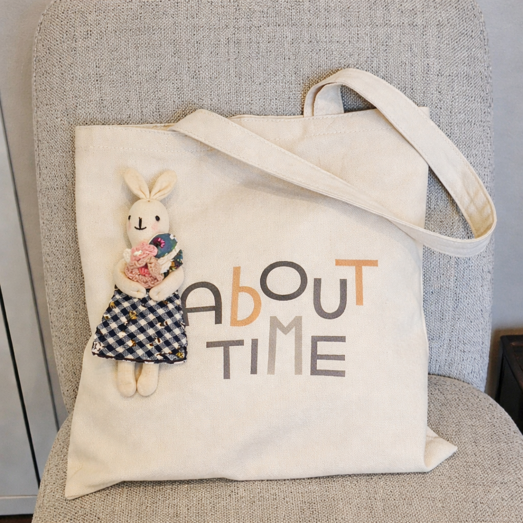 Handmade Bunny Brooch – Floral Rabbit Fabric Pin (Made in Korea)