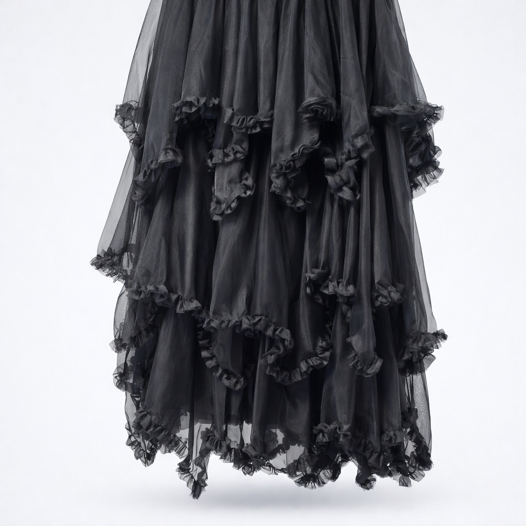 Midnight Ruffle Tulle Skirt – Black / Ivory