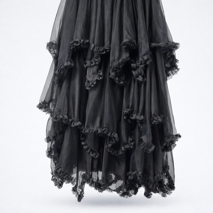 Midnight Ruffle Tulle Skirt – Black / Ivory