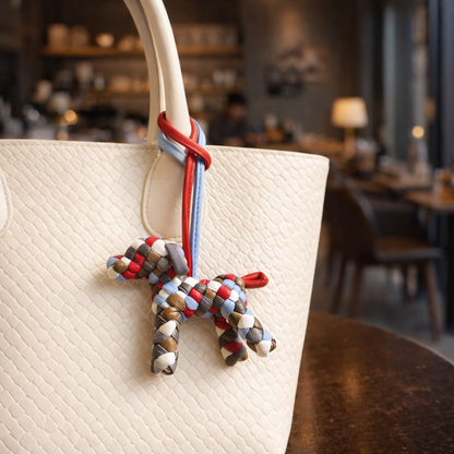 Hand-Braided Leather Dog Charm – Woven Bag Charm & Keychain