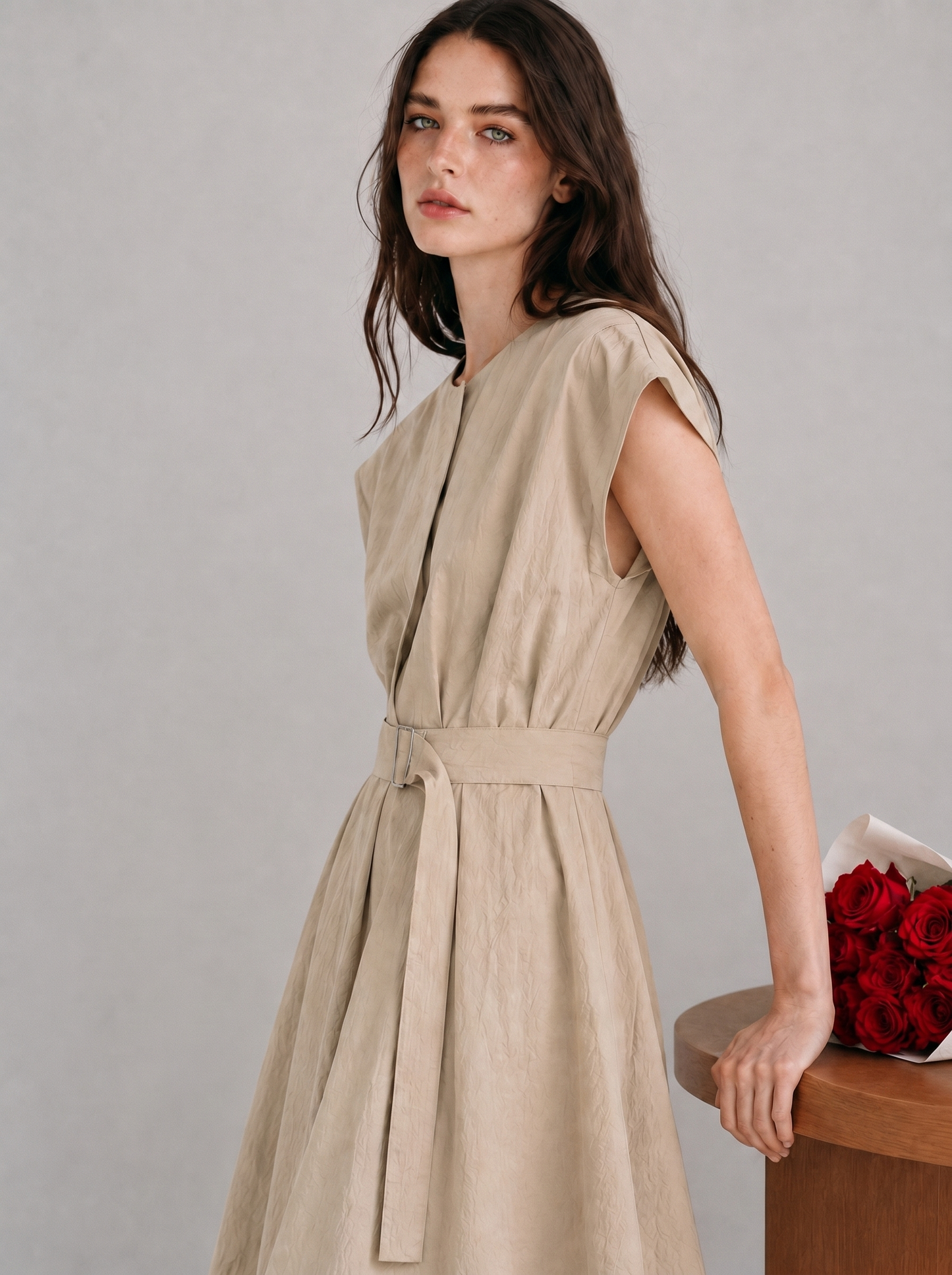 RENE Textured A-Line Midi Dress - Women One Size