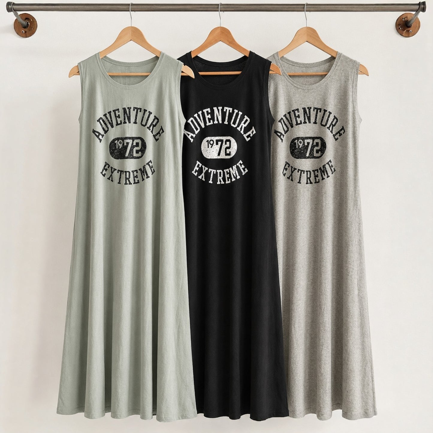 Vintage Adventure 1972 Graphic A-Line Cotton Tank Dress – Women One Size