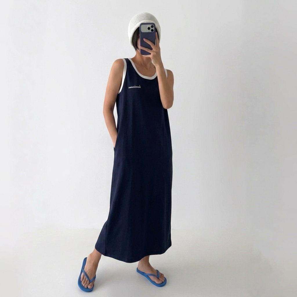 Vintage Ringer Tank Dress – Women One Size