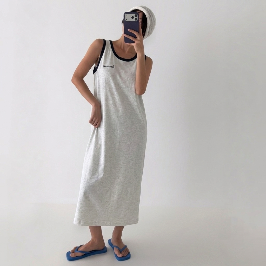 Vintage Ringer Tank Dress – Women One Size