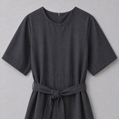 ELORA Structured Belted Midi Dress - Women One Size