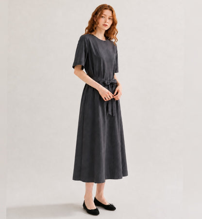 ELORA Structured Belted Midi Dress - Women One Size