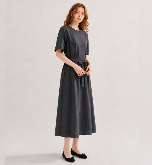ELORA Structured Belted Midi Dress - Women One Size