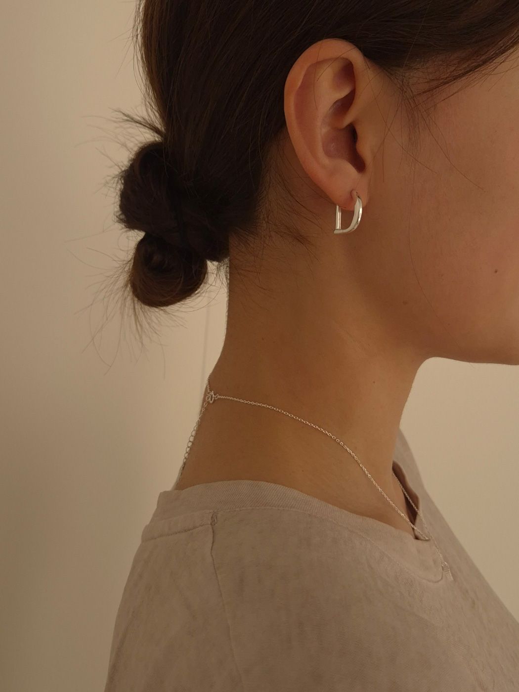 D-Frame Sculptural Hoop Earrings in Sterling Silver