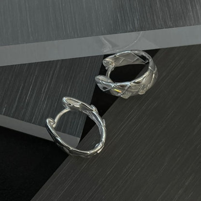 Quilted Sculpt Silver Hoops
