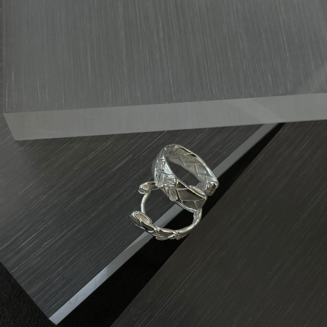 Quilted Sculpt Silver Hoops