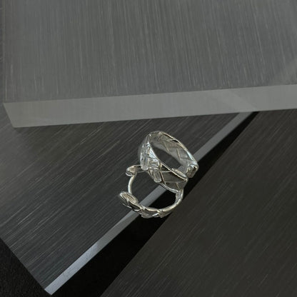 Quilted Sculpt Silver Hoops