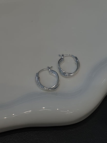 Twisted Silhouette Hoop Earrings in Sterling Silver