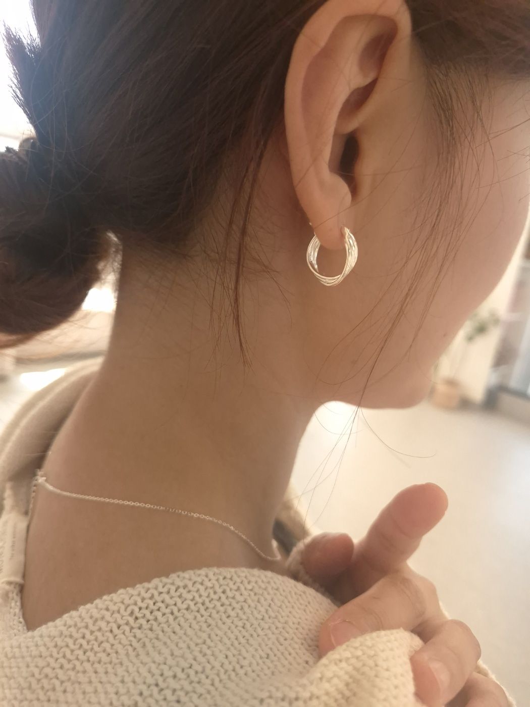 Twisted Silhouette Hoop Earrings in Sterling Silver