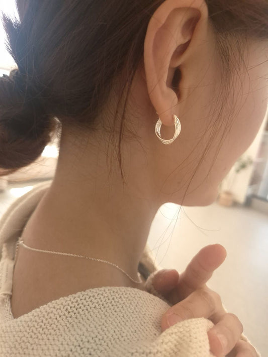 Twisted Silhouette Hoop Earrings in Sterling Silver