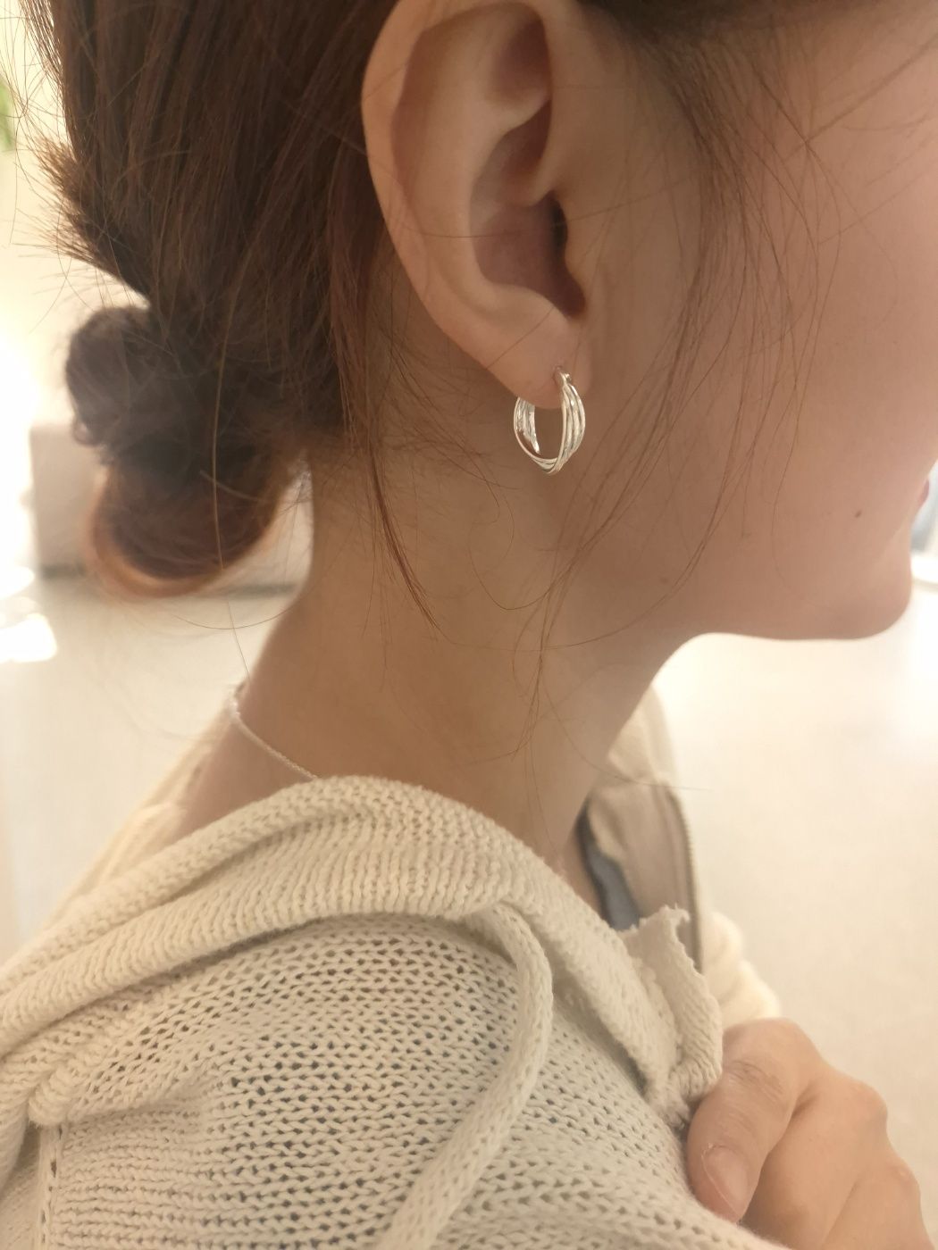 Twisted Silhouette Hoop Earrings in Sterling Silver