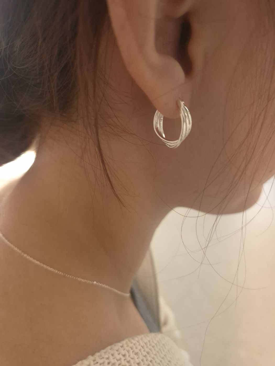 Twisted Silhouette Hoop Earrings in Sterling Silver