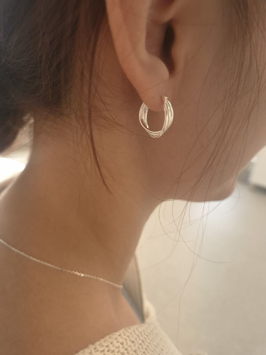 Twisted Silhouette Hoop Earrings in Sterling Silver