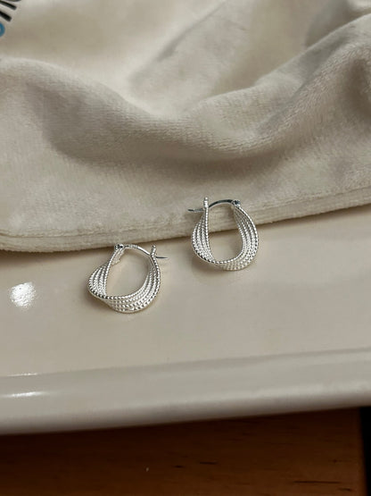 Beaded Texture Twist Earrings in Sterling Silver