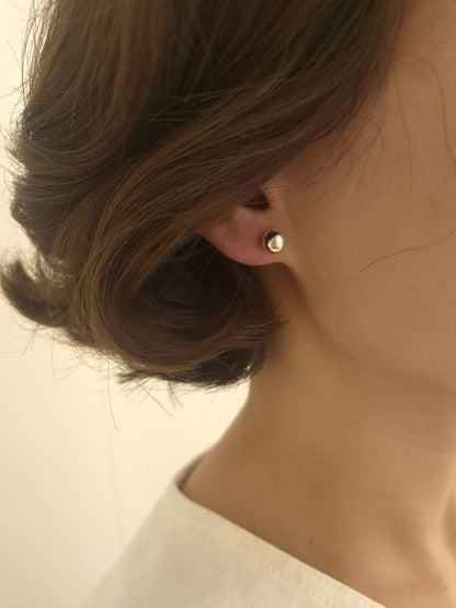 Ava Dome Stud Earrings in Sterling Silver 8mm